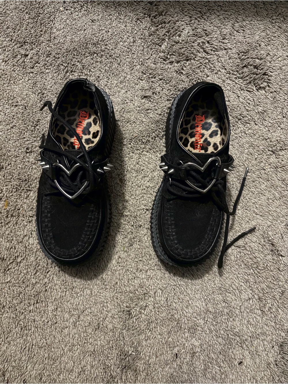 Black Demonia Heart-Embellished Creeper Shoes